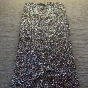 Kookai Sequin Midi Skirt in Iridescent Black